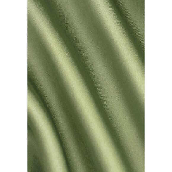 Cider Women's XLarge Light Green Ruched Off-Shoulder Satin Maxi Dress - Picture 4 of 8